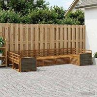 Berkfield Home Outdoor Sofa Set 7 pcs Natural in Brown