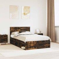 Berkfield Home Bed Frame Smoked Oak 120 x 200 cm Engineered wood in Brown