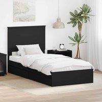 Berkfield Home Storage Bed with Headboard Black 90 x 190 cm Engineered Wood
