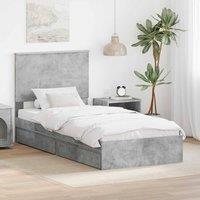 Berkfield Home Storage Bed Concrete Grey 90 x 190 cm Engineered Wood
