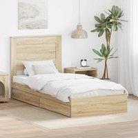 Berkfield Home Storage Bed with Drawer Sonoma Oak 75 x 190 cm Engineered Wood in Brown