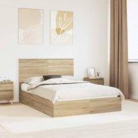 Berkfield Home Storage Bed with Drawer Sonoma Oak 140 x 200 cm Engineered Wood in Brown