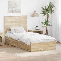 Berkfield Home Storage Bed with Drawer Sonoma Oak 90 x 200 cm Engineered Wood in Brown