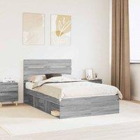 Berkfield Home Bed Frame Grey Sonoma 135 x 190 cm Solid Pine Wood