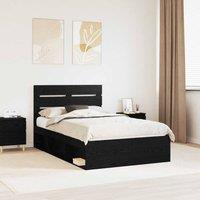 Berkfield Home Bed Frame with Headboard Black 120 x 200 cm Solid Pine Wood