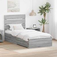 Berkfield Home Bed Frame Grey Sonoma & Silver 75 x 190 cm Engineered Wood