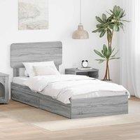 Berkfield Home Storage Bed with Drawer Grey Sonoma 90 x 200 cm Engineered Wood
