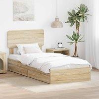 Berkfield Home Storage Bed with Drawer Sonoma Oak 90 x 190 cm Engineered Wood in Brown