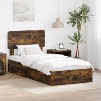 Berkfield Home Storage Bed with Drawer Smoked Oak 75 x 190 cm Engineered Wood in Brown