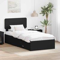 Berkfield Home Bed Frame with Headboard Black 75 x 190 cm Engineered Wood