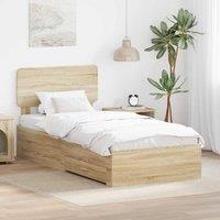 Berkfield Home Bed Frame with Headboard Sonoma Oak 75 x 190 cm Engineered Wood in Brown