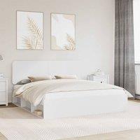 Berkfield Home Bed Frame with Headboard White 200 x 200 cm Solid Pine Wood