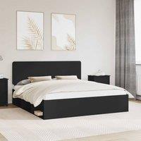 Berkfield Home Bed Frame with Headboard Black 180 x 200 cm Solid Pine Wood