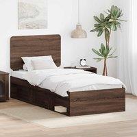 Berkfield Home Bed Frame with Headboard Brown Oak 75 x 190 cm Solid Pine Wood