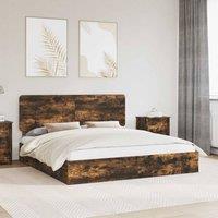 Berkfield Home Storage Bed with Drawer Smoked Oak 180 x 200 cm Engineered Wood in Brown