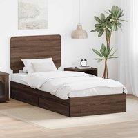 Berkfield Home Storage Bed with Drawer Brown Oak 75 x 190 cm Engineered Wood