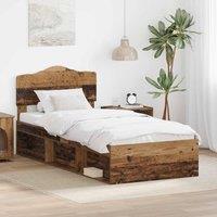 Berkfield Home Bed Frame with Headboard Old Wood 90 x 200 cm Solid Pine Wood in Brown