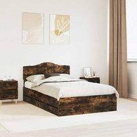Berkfield Home Bed Frame with Drawer Smoked Oak 135 x 190 cm Engineer Wood in Brown