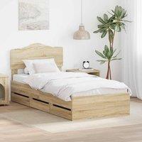 Berkfield Home Bed Frame with Drawer Sonoma Oak 100 x 200 cm Engineer Wood in Brown