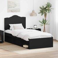Berkfield Home Bed Frame with Headboard Black 100 x 200 cm Solid Pine Wood
