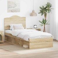 Berkfield Home Bed Frame with Headboard Sonoma 100 x 200 cm Solid Pine Wood in Brown