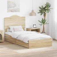 Berkfield Home Storage Bed with Drawer Sonoma Oak 100 x 200 cm Engineered Wood in Brown