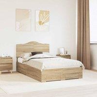Berkfield Home Bed Frame with Drawer Sonoma Oak 135 x 190 cm Engineered Wood in Brown