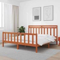Berkfield Home Bed Frame with Headboard 2 pcs Wax Brown 205.5 x 185.5 x 100 cm