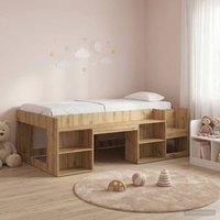 Berkfield Home Kids'Bed Frame with Storage Artisan Oak 90 x 200 cm in Brown