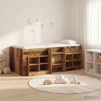 Berkfield Home Loft Bed Frame with Cabinet 3 pcs Old Wood Engineered Wood in Brown