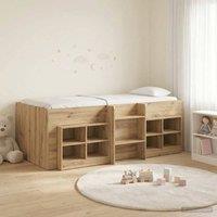 Berkfield Home Loft Bed Frame with Cabinet 3 pcs Artisan Oak Engineered Wood in Brown