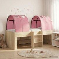 Berkfield Home Bed with Tunnel 4 pcs Sonoma & Pink Engineered Wood in Brown
