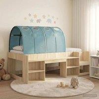 Berkfield Home Bed with Tunnel 3 pcs Sonoma & Light Blue Engineered Wood in Brown