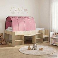 Berkfield Home Bed with Tunnel 3 pcs Sonoma & Pink Engineered Wood in Brown