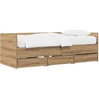 Berkfield Home Bed Frame with Storage Artisian Oak 80 x 200 cm Engineered Wood in Brown