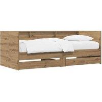 Berkfield Home Bed Frame with Storage Artisian Oak 80 x 200 cm Engineered Wood in Brown