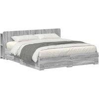 Berkfield Home Bed Frame with Storage Grey Sonoma 200 x 200 cm Engineered Wood