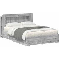 Berkfield Home Bed Frame with Storage Grey Sonoma 140 x 200 cm Engineered Wood