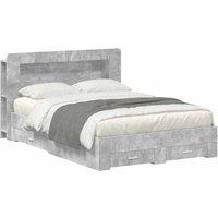 Berkfield Home Bed Frame with Storage Concrete Grey 160 x 200 cm