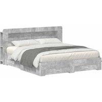 Berkfield Home Bed Frame with Storage Concrete Grey 200 x 200 cm