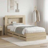 Berkfield Home Bed Frame with Storage Sonoma Oak 80 x 200 cm Engineered Wood in Brown