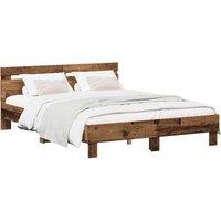 Berkfield Home Bed Frame Old Wood 135 x 190 cm Engineered Wood in Brown