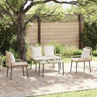 Berkfield Home Garden Dining Set 3 pcs Brown & Cream Poly Rattan