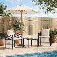 Berkfield Home Outdoor Furniture Set 3 pcs Brown & Cream White Poly Rattan