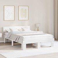 Berkfield Home Bed Frame with Headboard White 160 x 200 cm Solid Pine Wood
