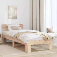 Berkfield Home Bed Frame with Headboard Natural 100 x 200 cm Solid Pine Wood in Brown