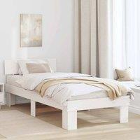 Berkfield Home Bed Frame with Headboard White 75 x 190 cm Solid Pine Wood