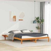 Berkfield Home Bed Frame with Side Tables Wax Brown 200 x 210 cm