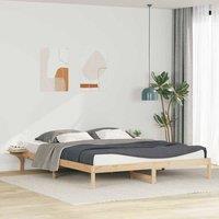 Berkfield Home Bed Frame with Side Tables Natural 180 x 220 cm Solid Pine Wood in Brown