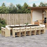 Berkfield Home 17 Piece Garden Dining Set with Cushions Beige Poly Rattan